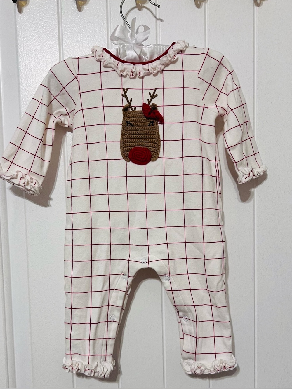 Mud Pie Christmas Reindeer Ruffle Romper